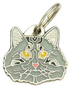 Norvégien chat gris <br> (Médaille chat, gravure gratuite)
